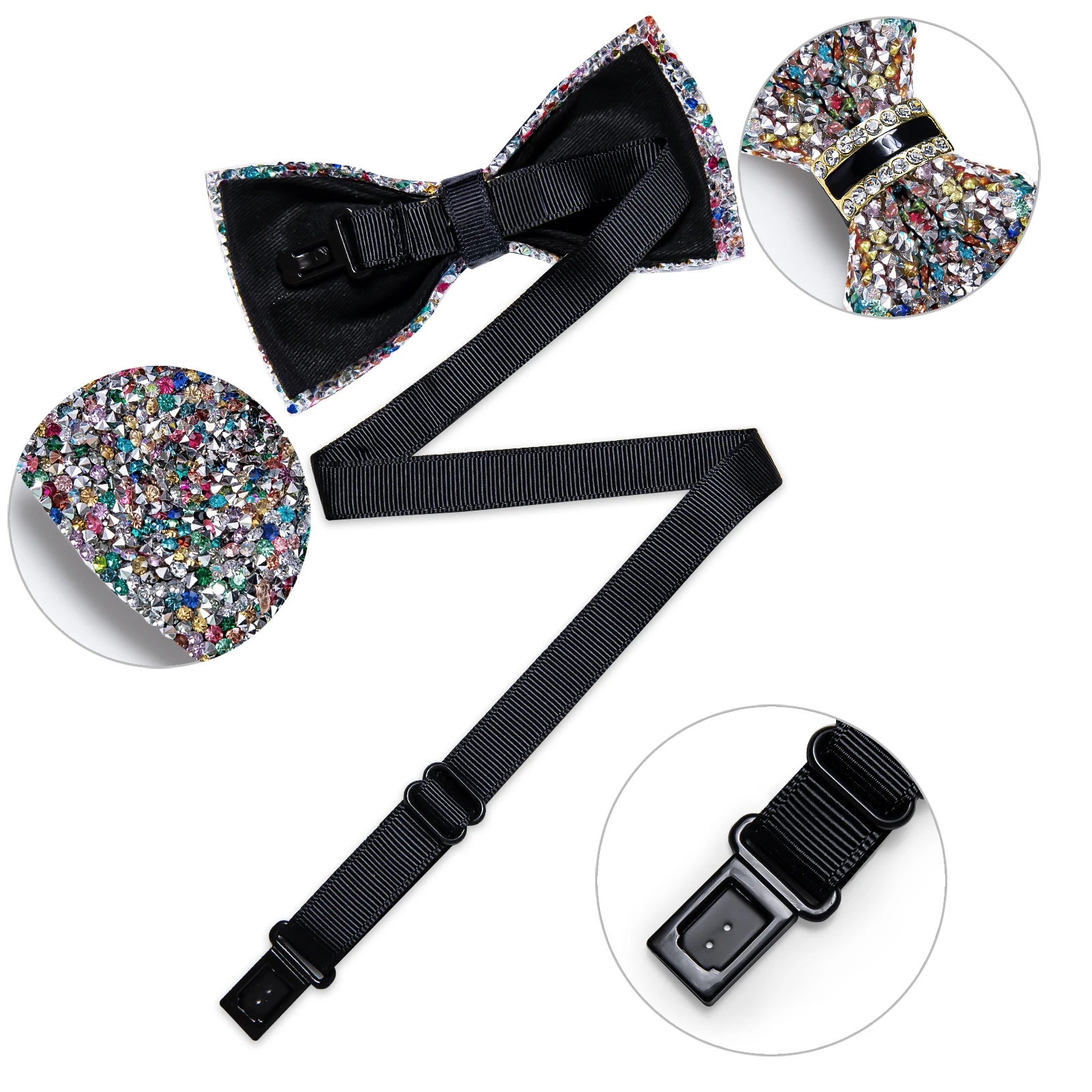 Shinny Rhinestone Diamond Bow Tie Pre-tied Bowknot for Wedding Prom Tuxedo Suits Black Red Green Butterfly Gift for Men