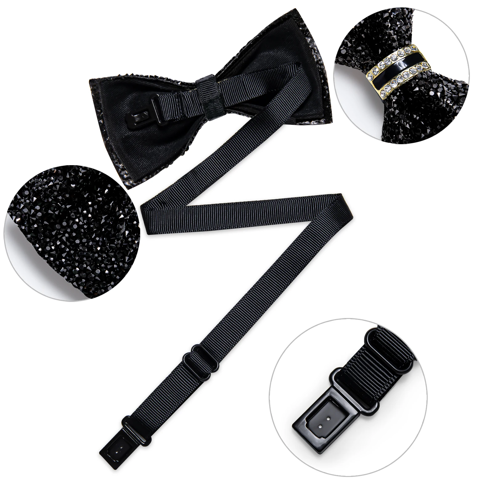 Shinny Rhinestone Diamond Bow Tie Pre-tied Bowknot for Wedding Prom Tuxedo Suits Black Red Green Butterfly Gift for Men