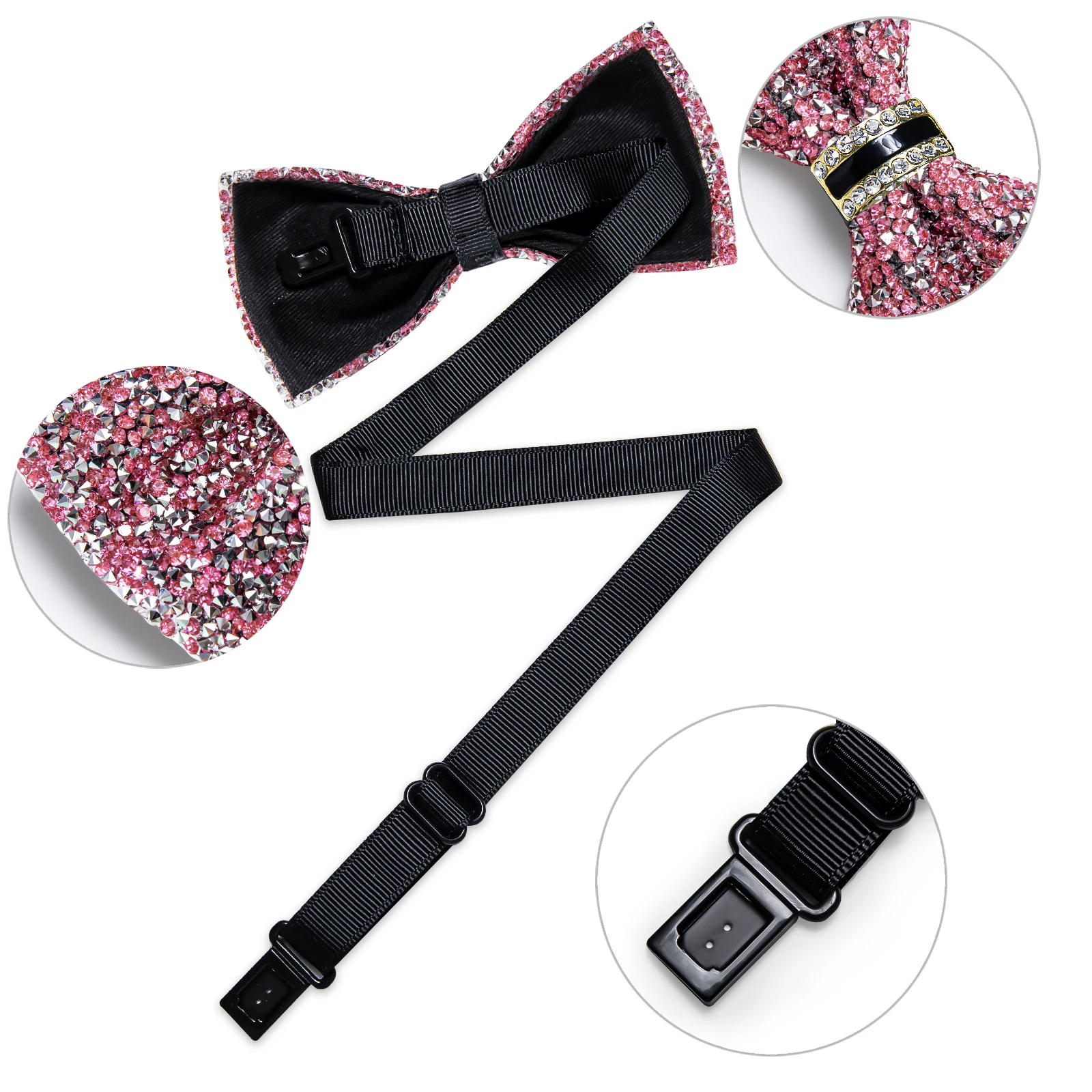 Shinny Rhinestone Diamond Bow Tie Pre-tied Bowknot for Wedding Prom Tuxedo Suits Black Red Green Butterfly Gift for Men