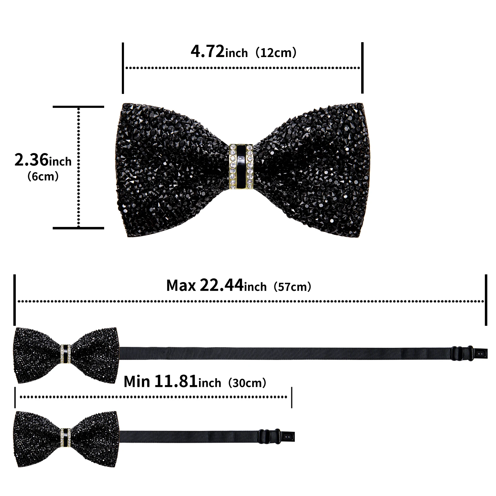 Shinny Rhinestone Diamond Bow Tie Pre-tied Bowknot for Wedding Prom Tuxedo Suits Black Red Green Butterfly Gift for Men