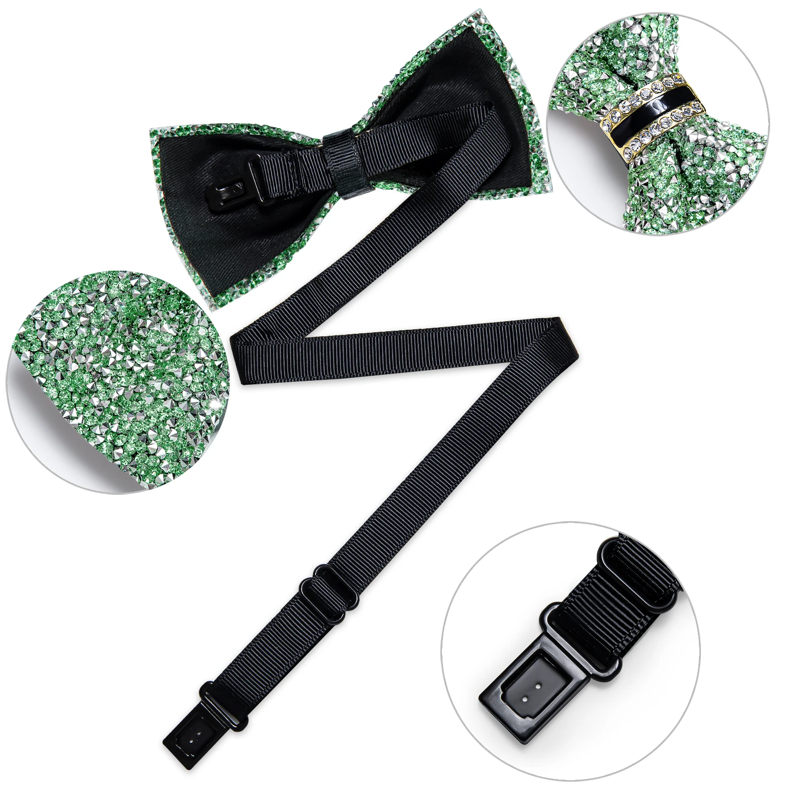 Shinny Rhinestone Diamond Bow Tie Pre-tied Bowknot for Wedding Prom Tuxedo Suits Black Red Green Butterfly Gift for Men