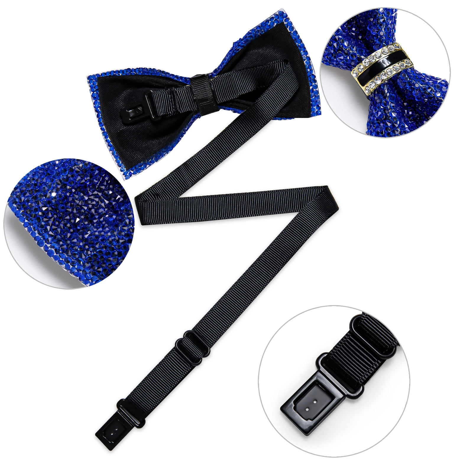 Shinny Rhinestone Diamond Bow Tie Pre-tied Bowknot for Wedding Prom Tuxedo Suits Black Red Green Butterfly Gift for Men