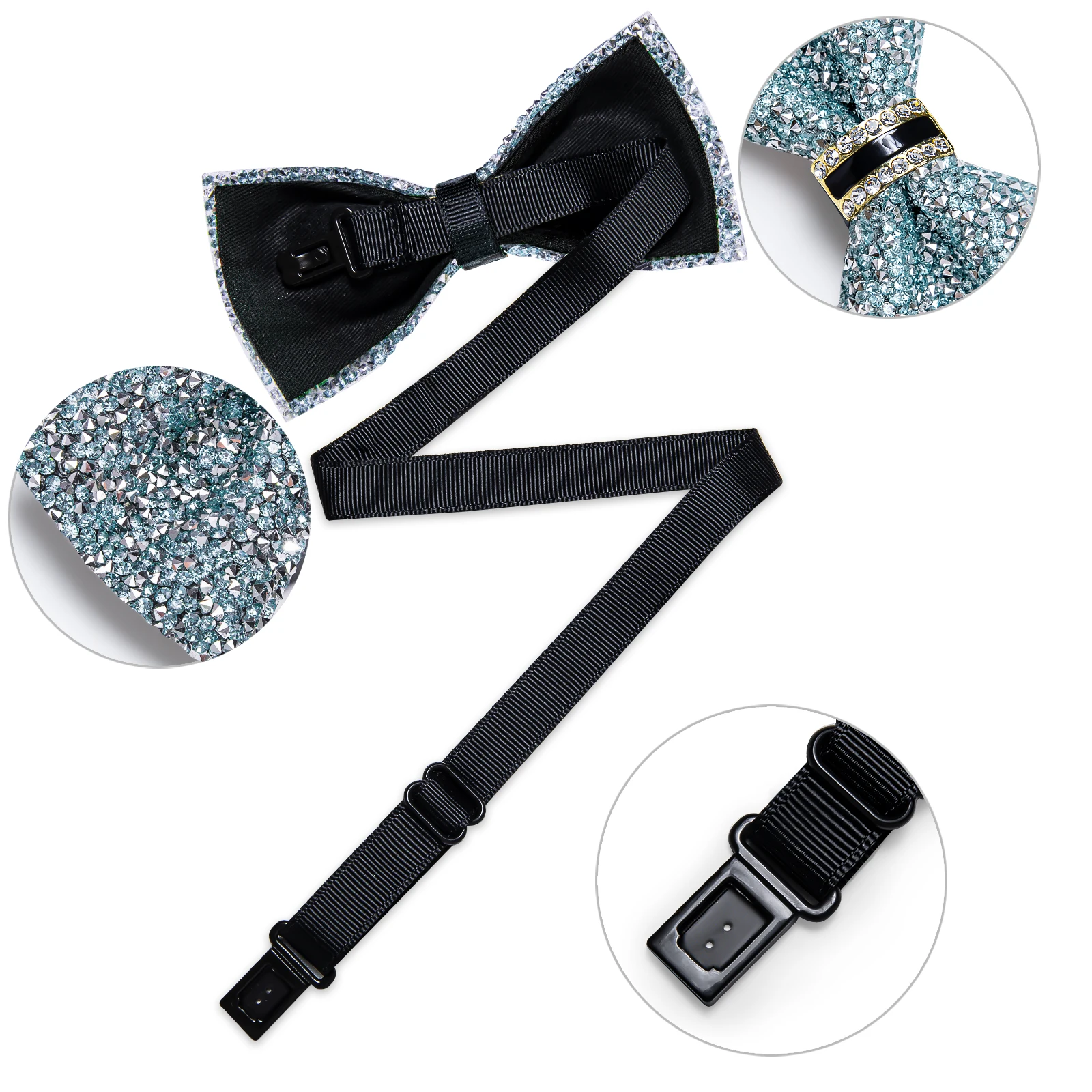 Shinny Rhinestone Diamond Bow Tie Pre-tied Bowknot for Wedding Prom Tuxedo Suits Black Red Green Butterfly Gift for Men
