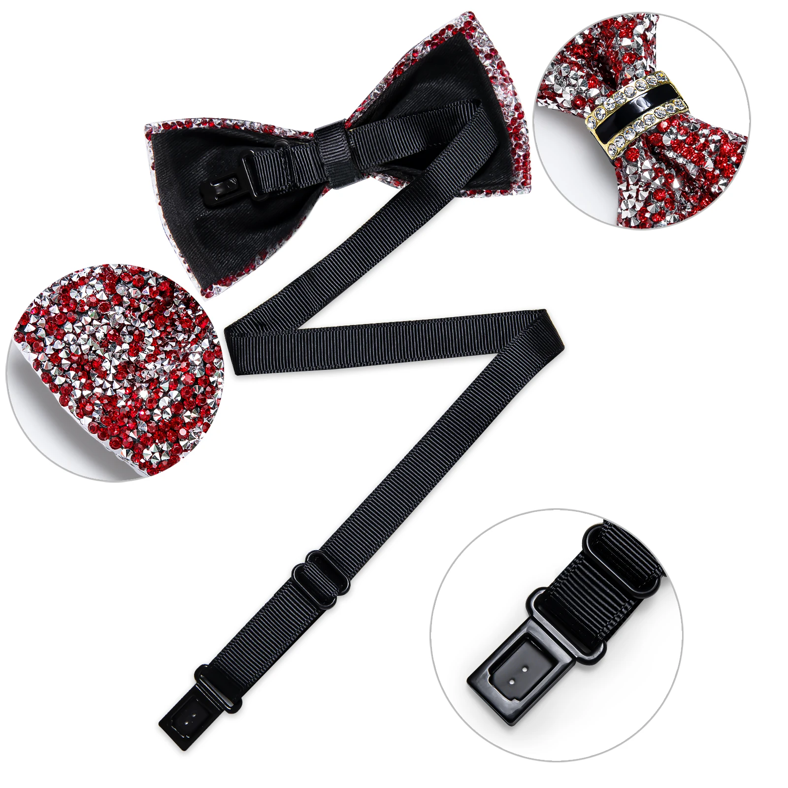 Shinny Rhinestone Diamond Bow Tie Pre-tied Bowknot for Wedding Prom Tuxedo Suits Black Red Green Butterfly Gift for Men