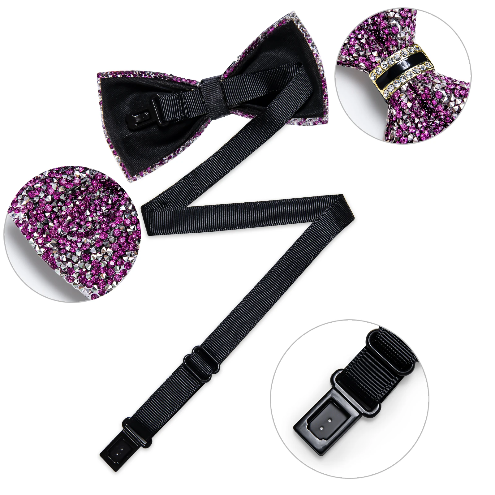 Shinny Rhinestone Diamond Bow Tie Pre-tied Bowknot for Wedding Prom Tuxedo Suits Black Red Green Butterfly Gift for Men