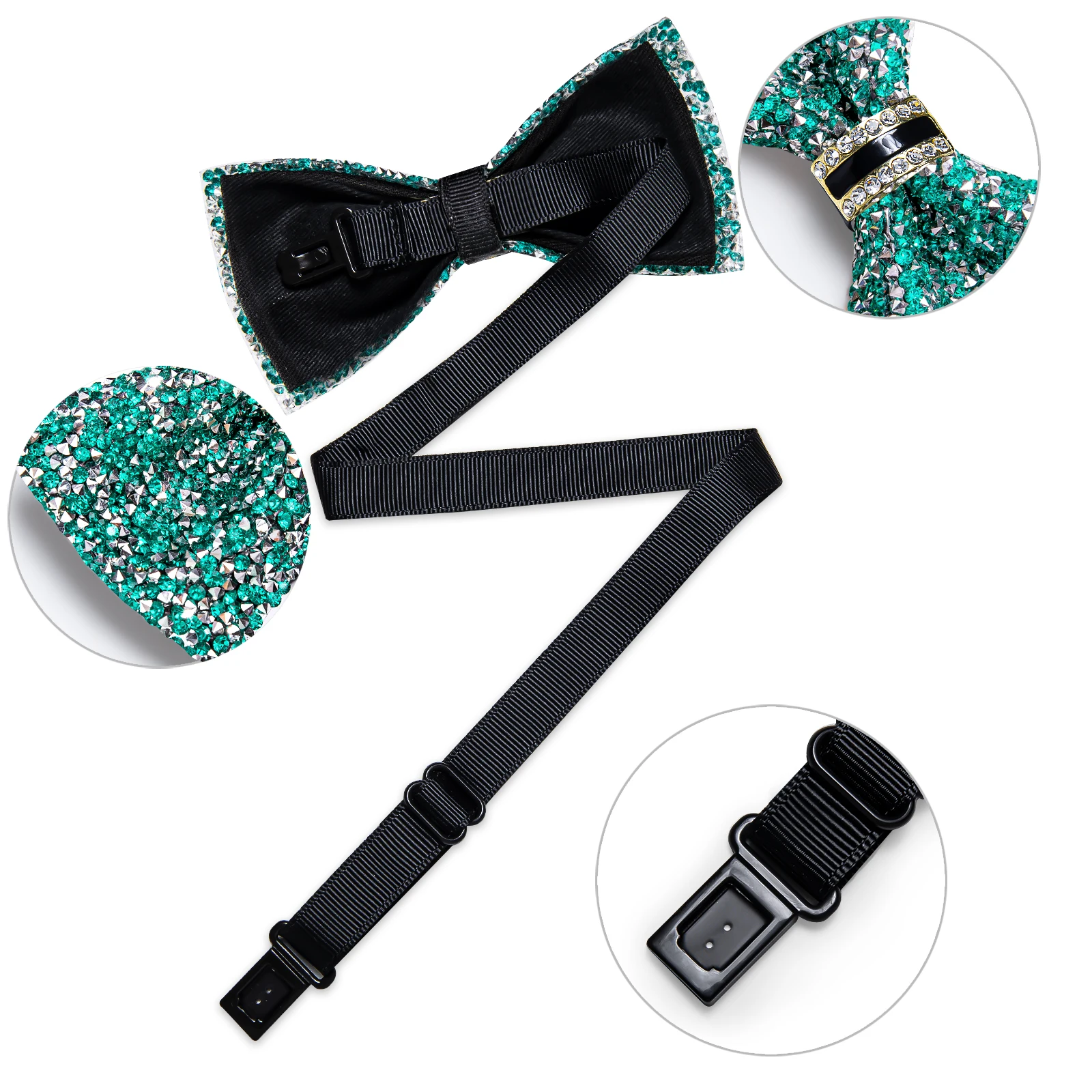 Shinny Rhinestone Diamond Bow Tie Pre-tied Bowknot for Wedding Prom Tuxedo Suits Black Red Green Butterfly Gift for Men