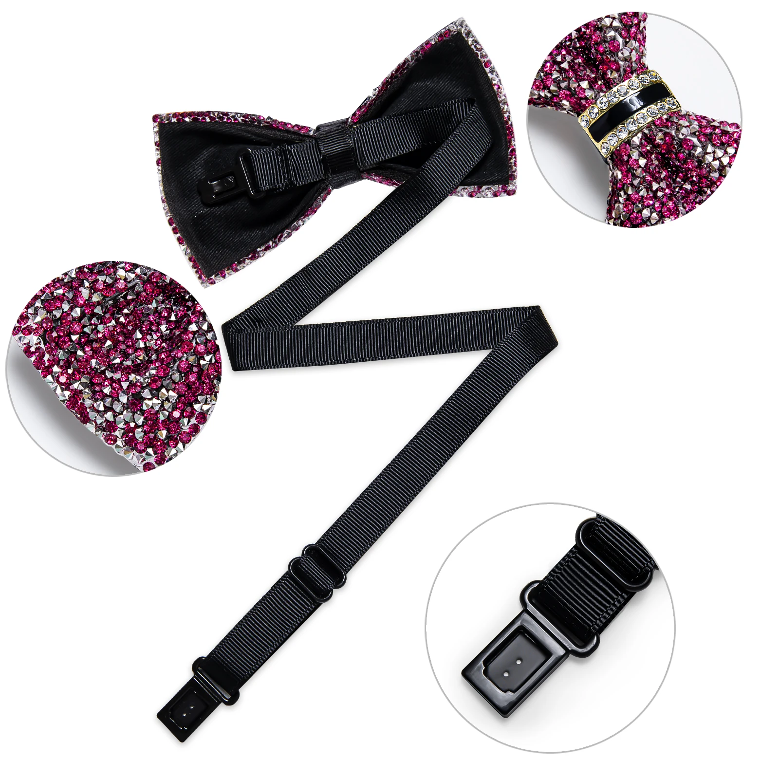 Shinny Rhinestone Diamond Bow Tie Pre-tied Bowknot for Wedding Prom Tuxedo Suits Black Red Green Butterfly Gift for Men
