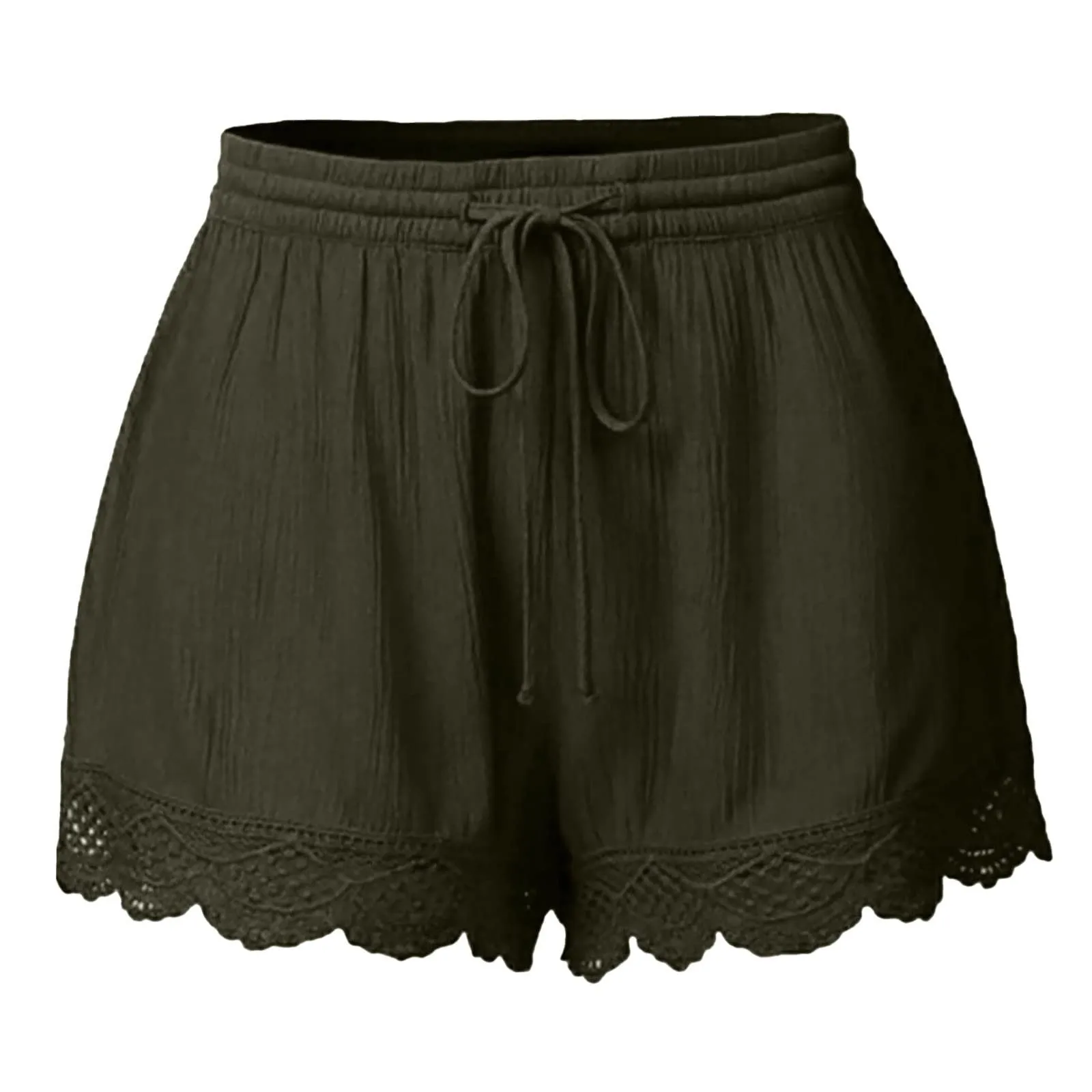 Shorts For Women Ruffle Hem Casual Shorts Plus Size Drawstring Lace Shorts