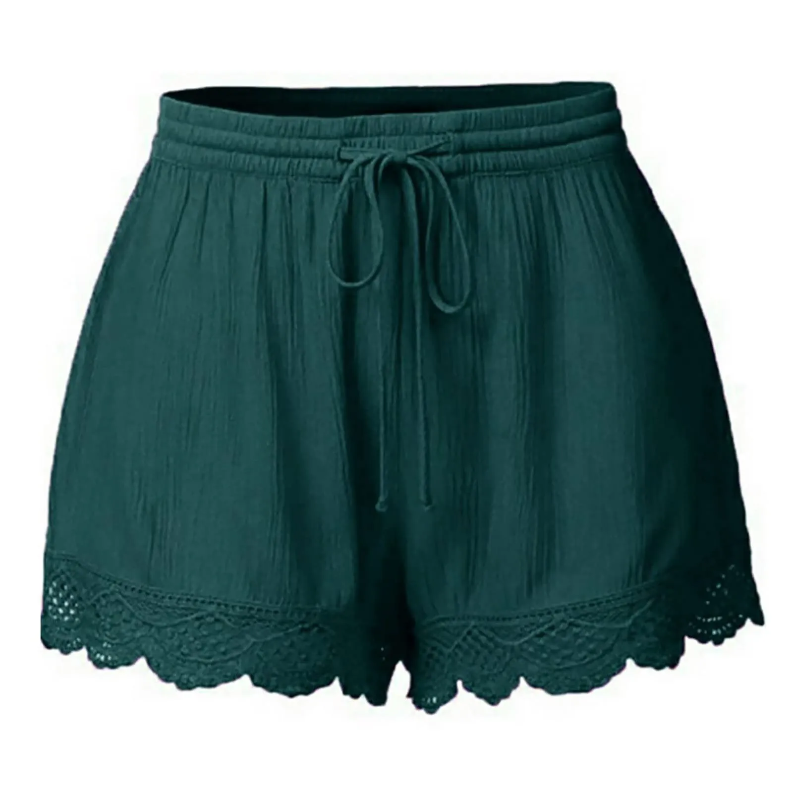 Shorts For Women Ruffle Hem Casual Shorts Plus Size Drawstring Lace Shorts
