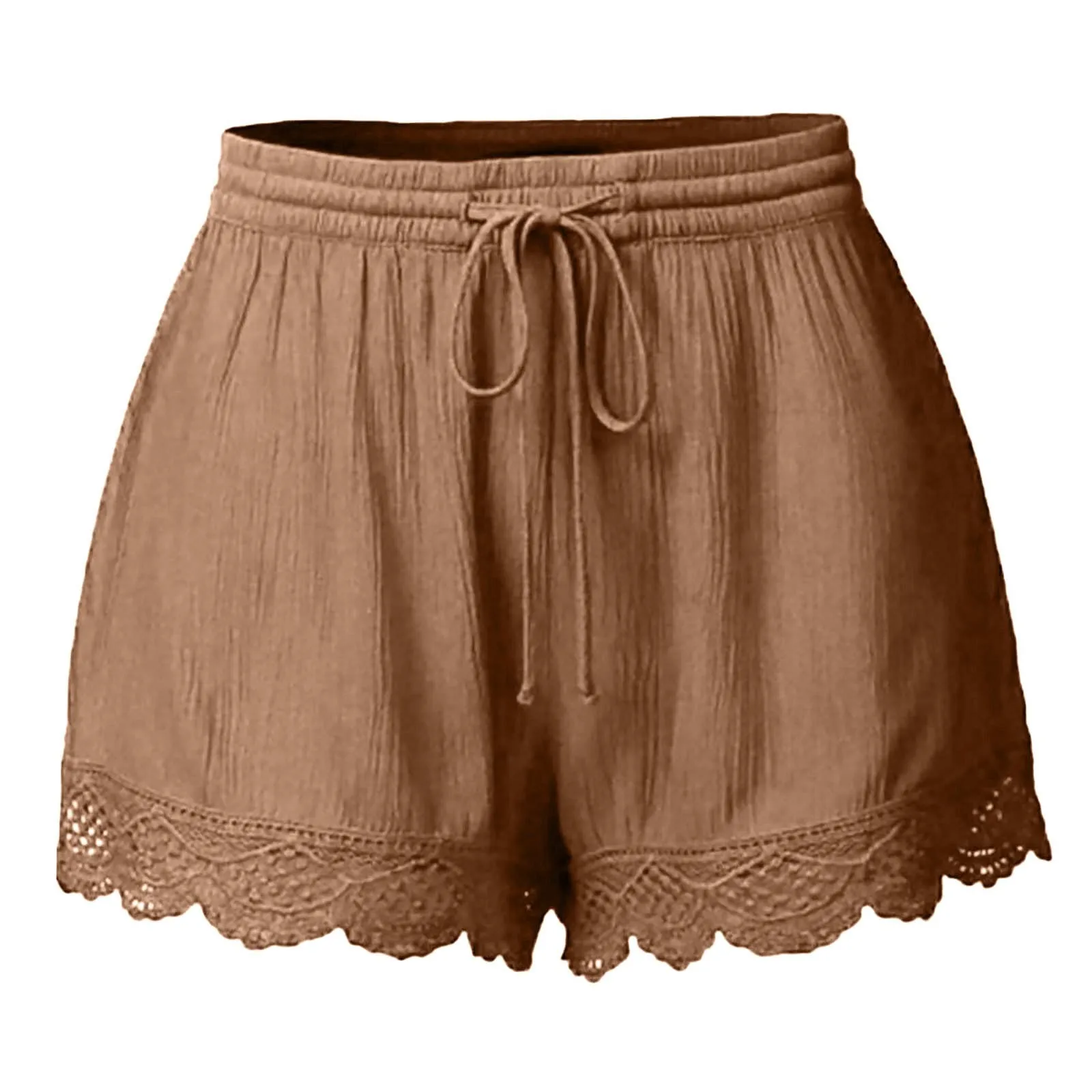 Shorts For Women Ruffle Hem Casual Shorts Plus Size Drawstring Lace Shorts