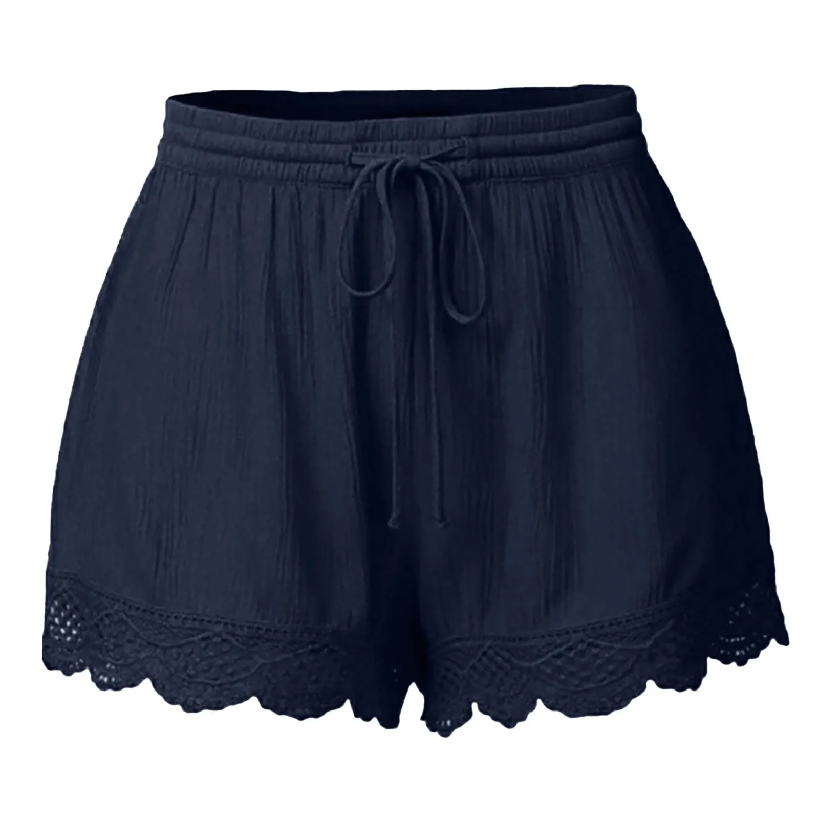 Shorts For Women Ruffle Hem Casual Shorts Plus Size Drawstring Lace Shorts
