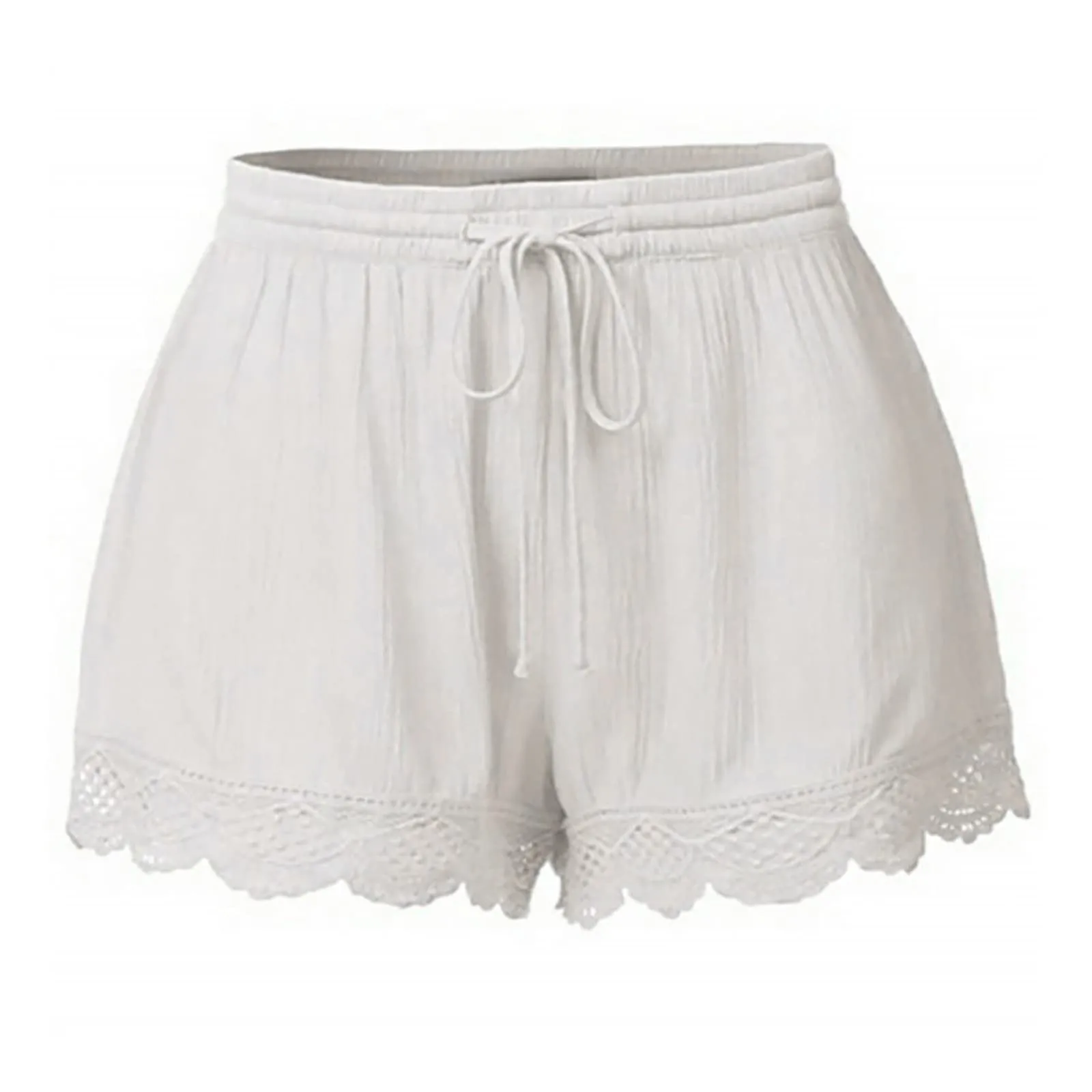 Shorts For Women Ruffle Hem Casual Shorts Plus Size Drawstring Lace Shorts