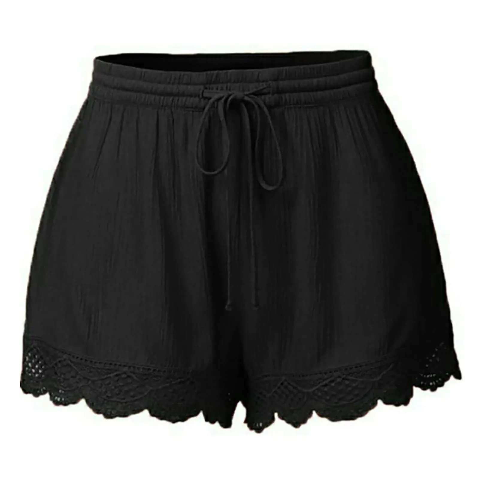 Shorts For Women Ruffle Hem Casual Shorts Plus Size Drawstring Lace Shorts
