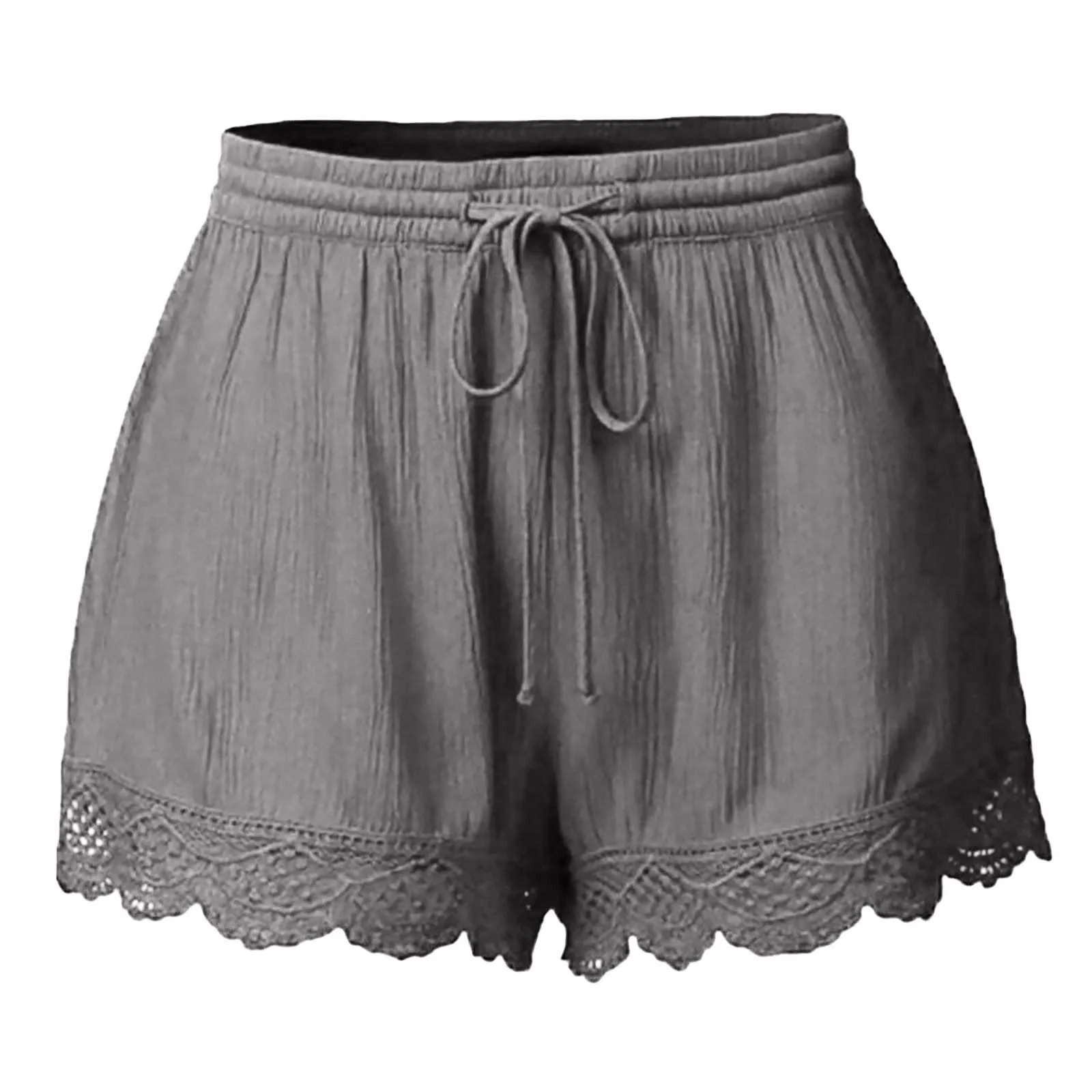Shorts For Women Ruffle Hem Casual Shorts Plus Size Drawstring Lace Shorts