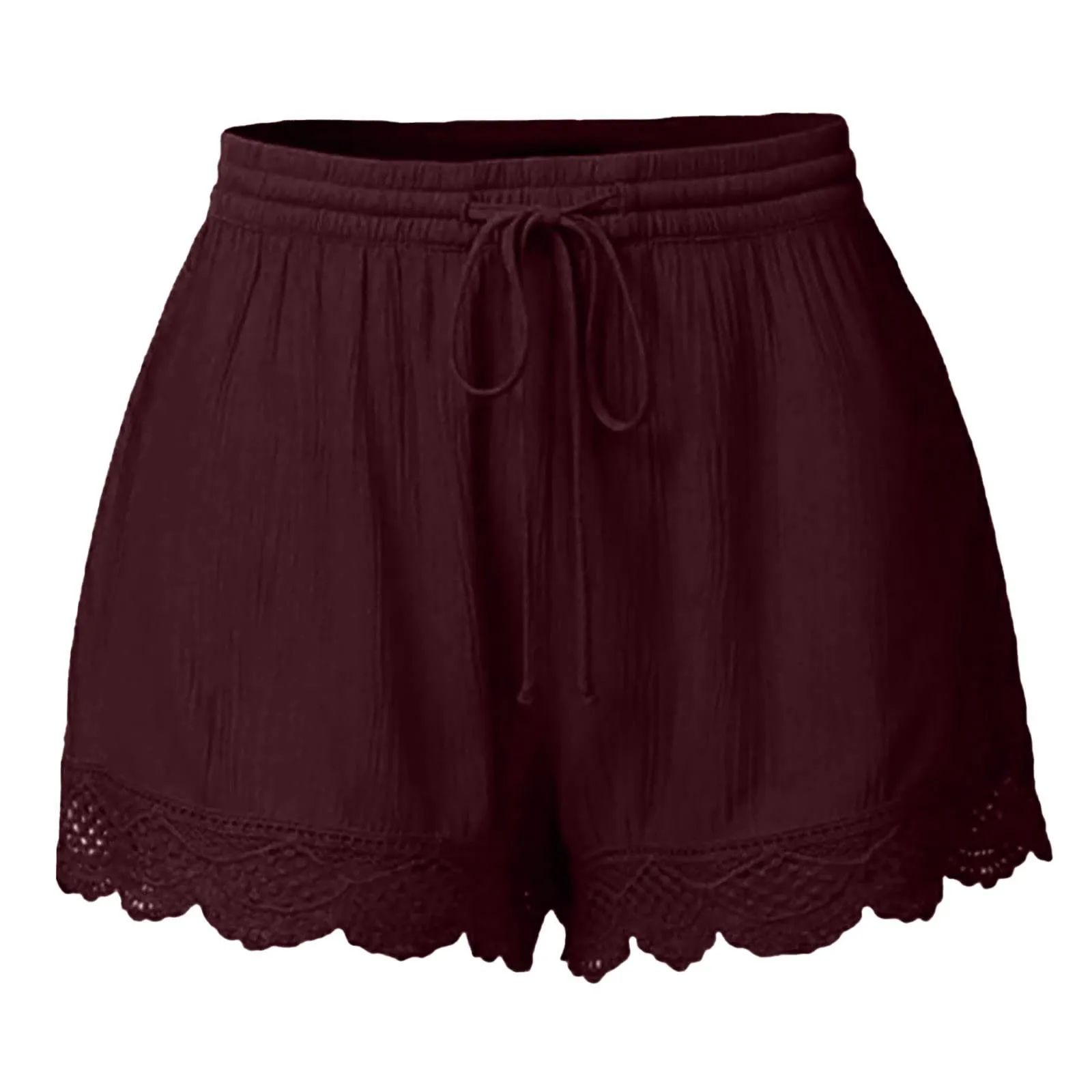 Shorts For Women Ruffle Hem Casual Shorts Plus Size Drawstring Lace Shorts