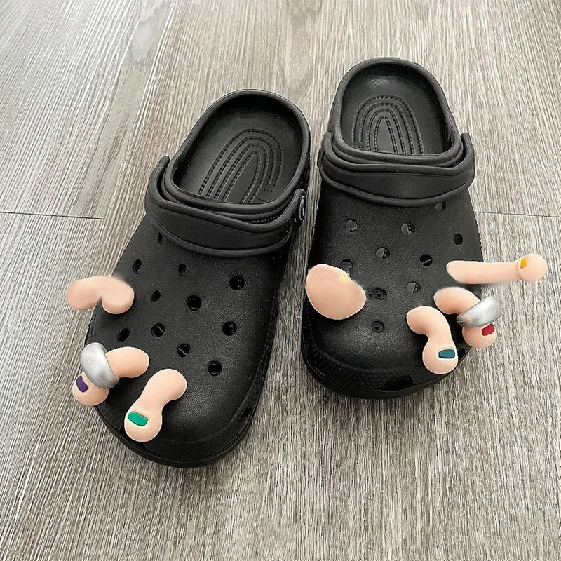 3D Toe Charms Fingers Set DIY Funny Toe Simulation Foot Thumbs Hole Shoe Decoration Summer Slippers Accessories