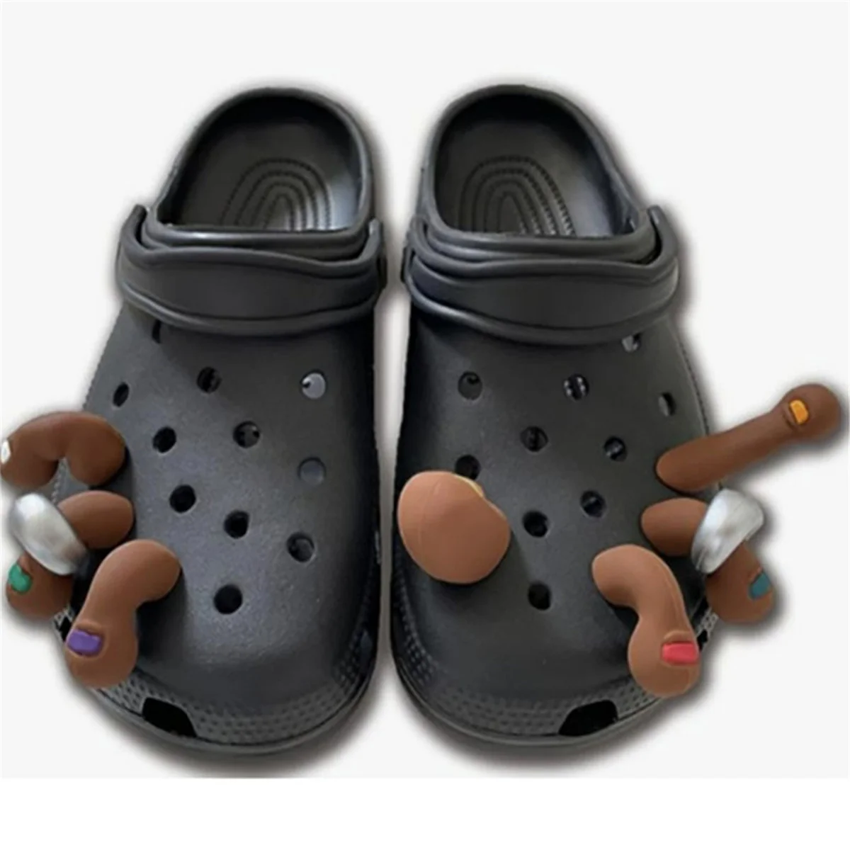 3D Toe Charms Fingers Set DIY Funny Toe Simulation Foot Thumbs Hole Shoe Decoration Summer Slippers Accessories