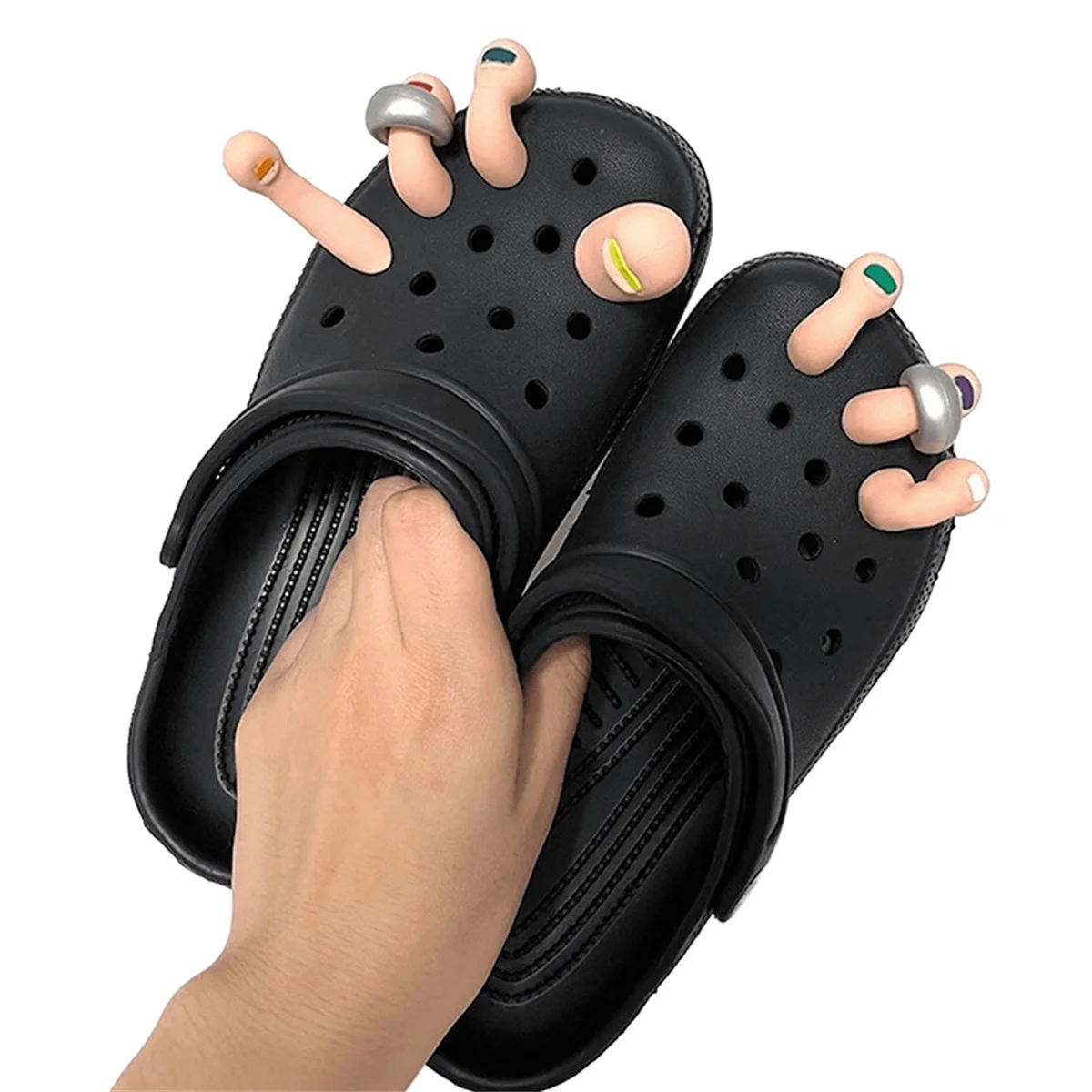 3D Toe Charms Fingers Set DIY Funny Toe Simulation Foot Thumbs Hole Shoe Decoration Summer Slippers Accessories