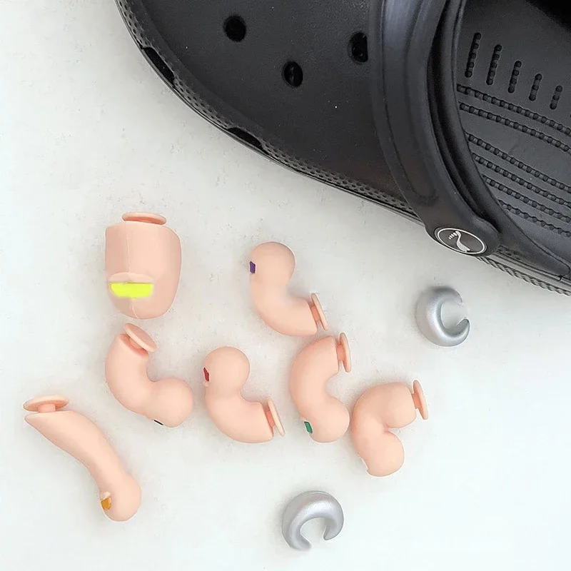 3D Toe Charms Fingers Set DIY Funny Toe Simulation Foot Thumbs Hole Shoe Decoration Summer Slippers Accessories