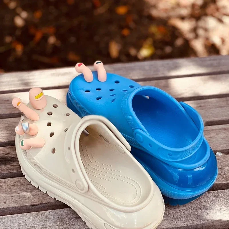3D Toe Charms Fingers Set DIY Funny Toe Simulation Foot Thumbs Hole Shoe Decoration Summer Slippers Accessories