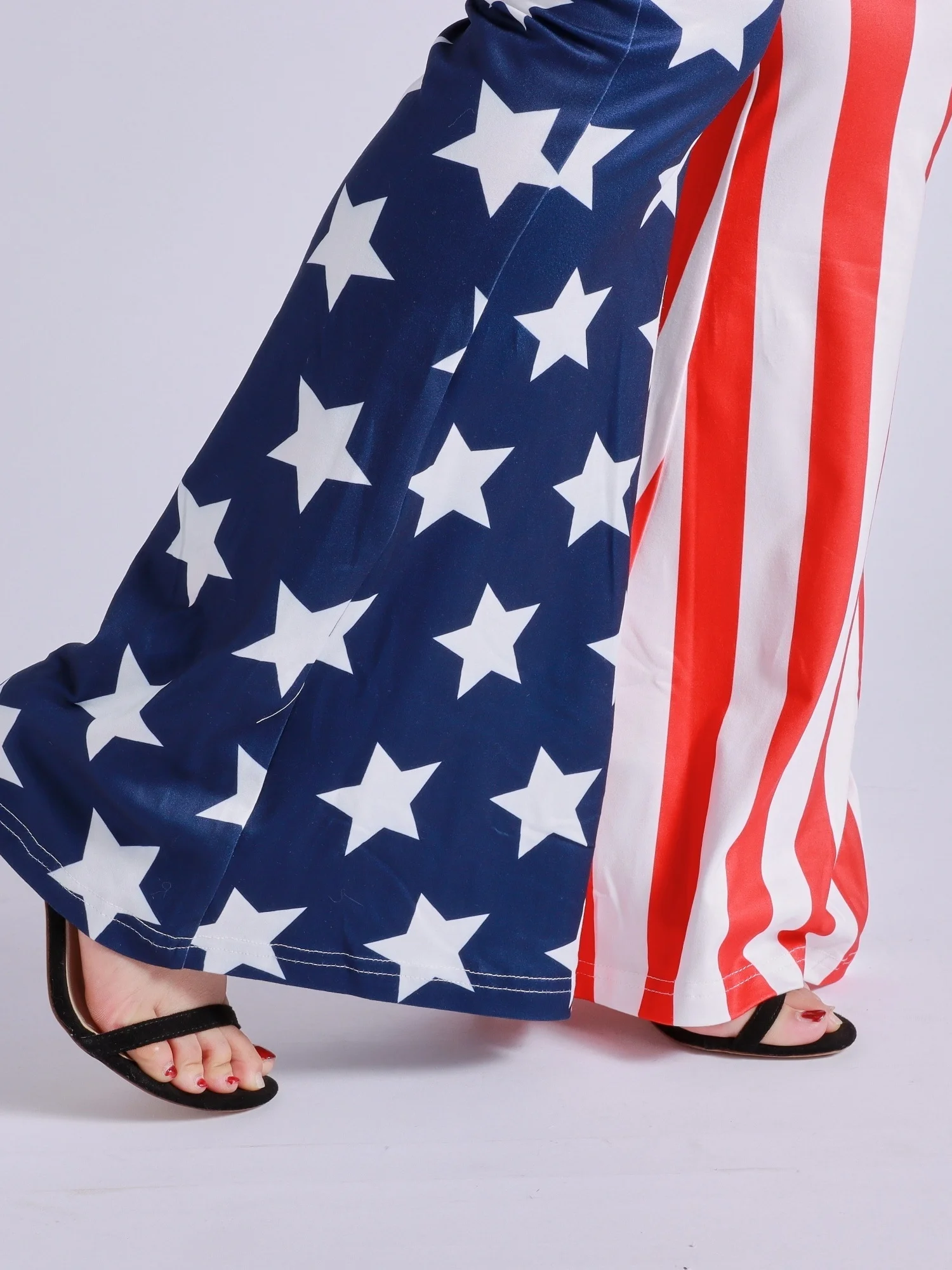 Star Spangled Flag Printed Bell Pants For Women's Slim Fit High Waist Casual Comfort High Elasticity