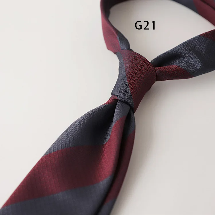 Korean Formal 8CM Polyester Jacquard Neck Ties For Men Luxury Striped Plaid Wine Red Brown Neckties Business Tie Wedding Cravat