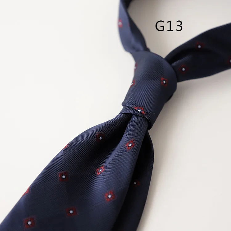 Korean Formal 8CM Polyester Jacquard Neck Ties For Men Luxury Striped Plaid Wine Red Brown Neckties Business Tie Wedding Cravat