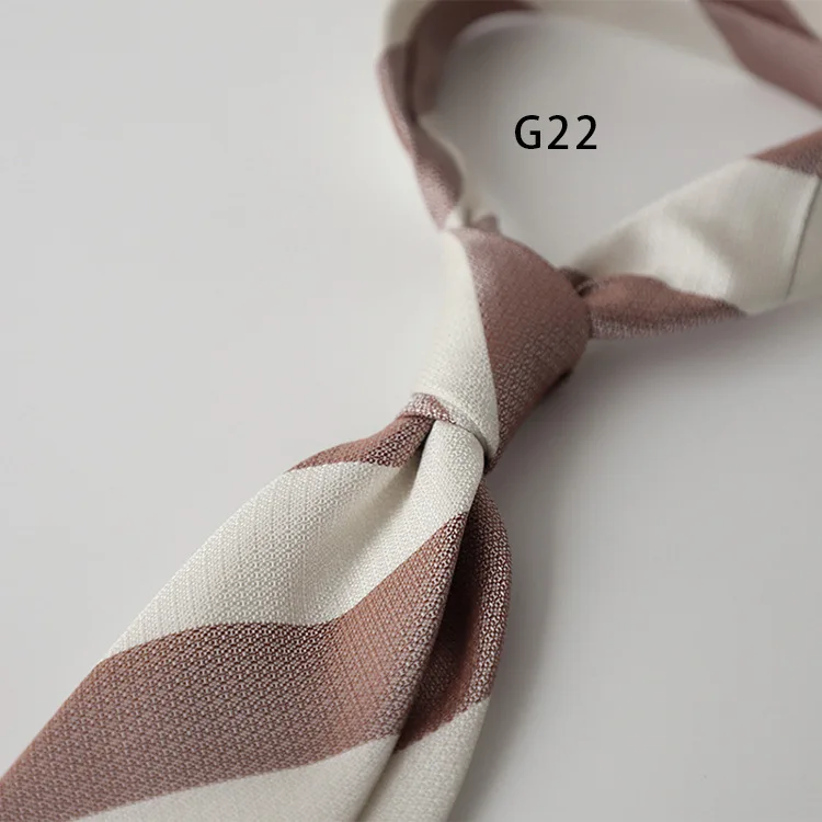 Korean Formal 8CM Polyester Jacquard Neck Ties For Men Luxury Striped Plaid Wine Red Brown Neckties Business Tie Wedding Cravat