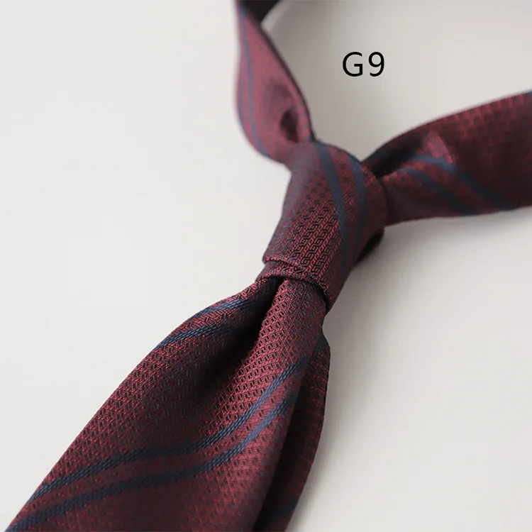 Korean Formal 8CM Polyester Jacquard Neck Ties For Men Luxury Striped Plaid Wine Red Brown Neckties Business Tie Wedding Cravat