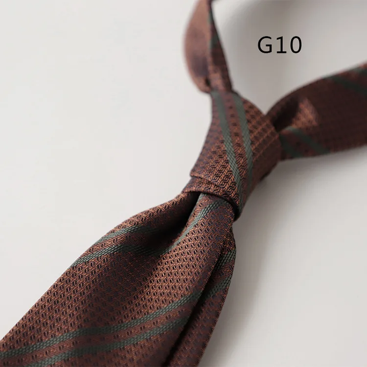 Korean Formal 8CM Polyester Jacquard Neck Ties For Men Luxury Striped Plaid Wine Red Brown Neckties Business Tie Wedding Cravat