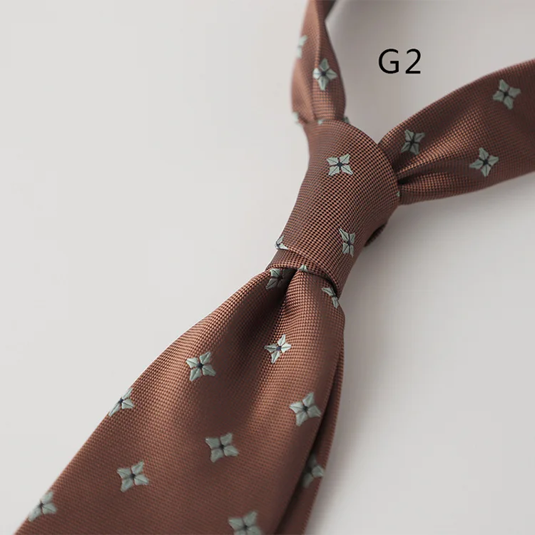 Korean Formal 8CM Polyester Jacquard Neck Ties For Men Luxury Striped Plaid Wine Red Brown Neckties Business Tie Wedding Cravat
