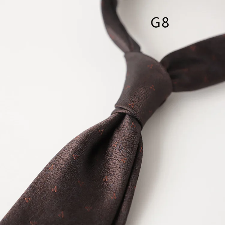 Korean Formal 8CM Polyester Jacquard Neck Ties For Men Luxury Striped Plaid Wine Red Brown Neckties Business Tie Wedding Cravat