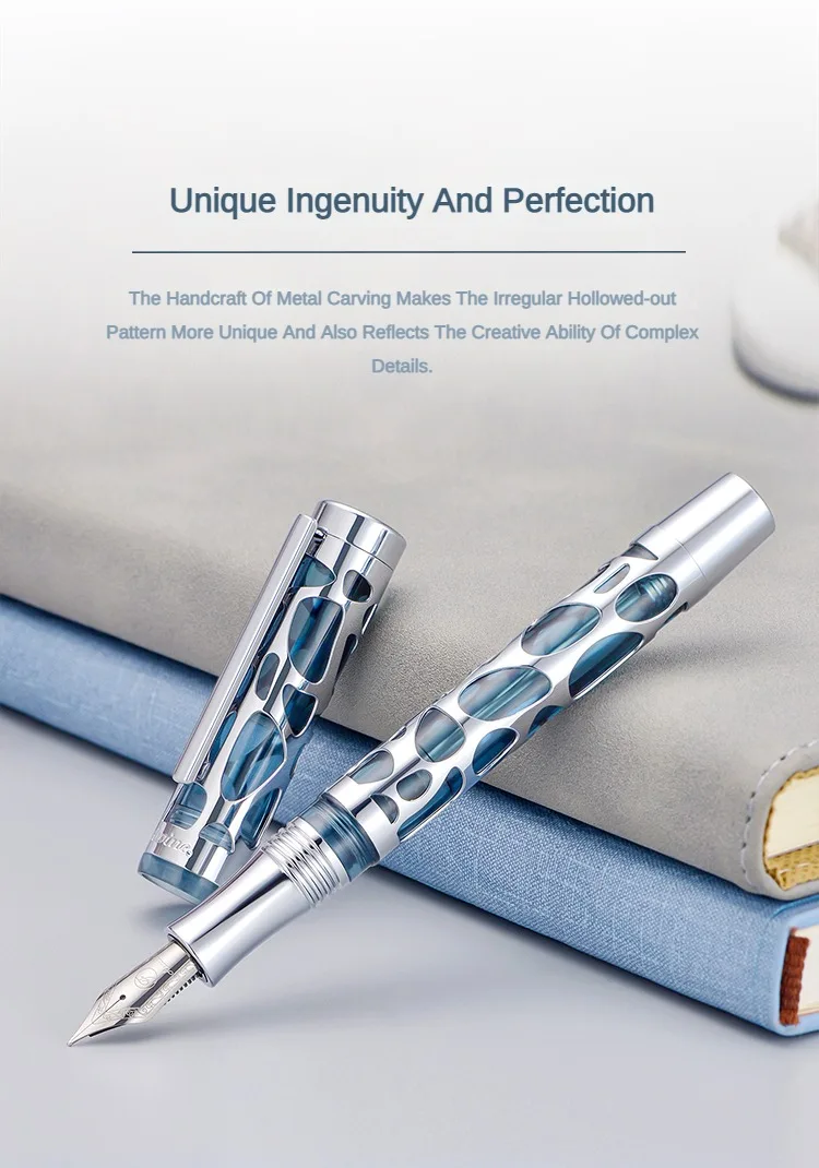Asvine V169 Vacuum Filling Fountain Pen Luxury Elegant Transparent Acrylic Skeleton Hollow Carved Writing Supplies Stationery