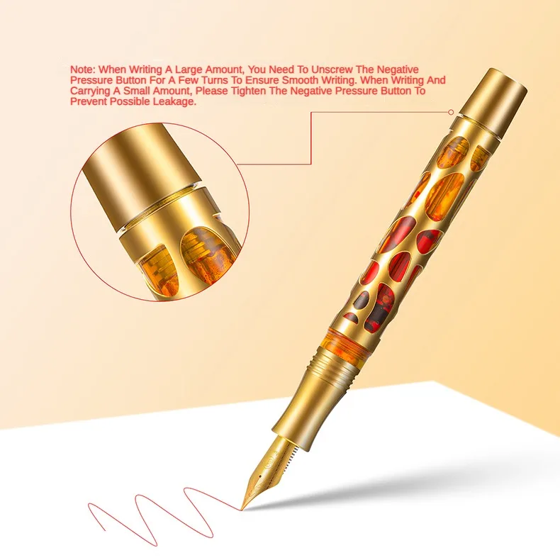 Asvine V169 Vacuum Filling Fountain Pen Luxury Elegant Transparent Acrylic Skeleton Hollow Carved Writing Supplies Stationery