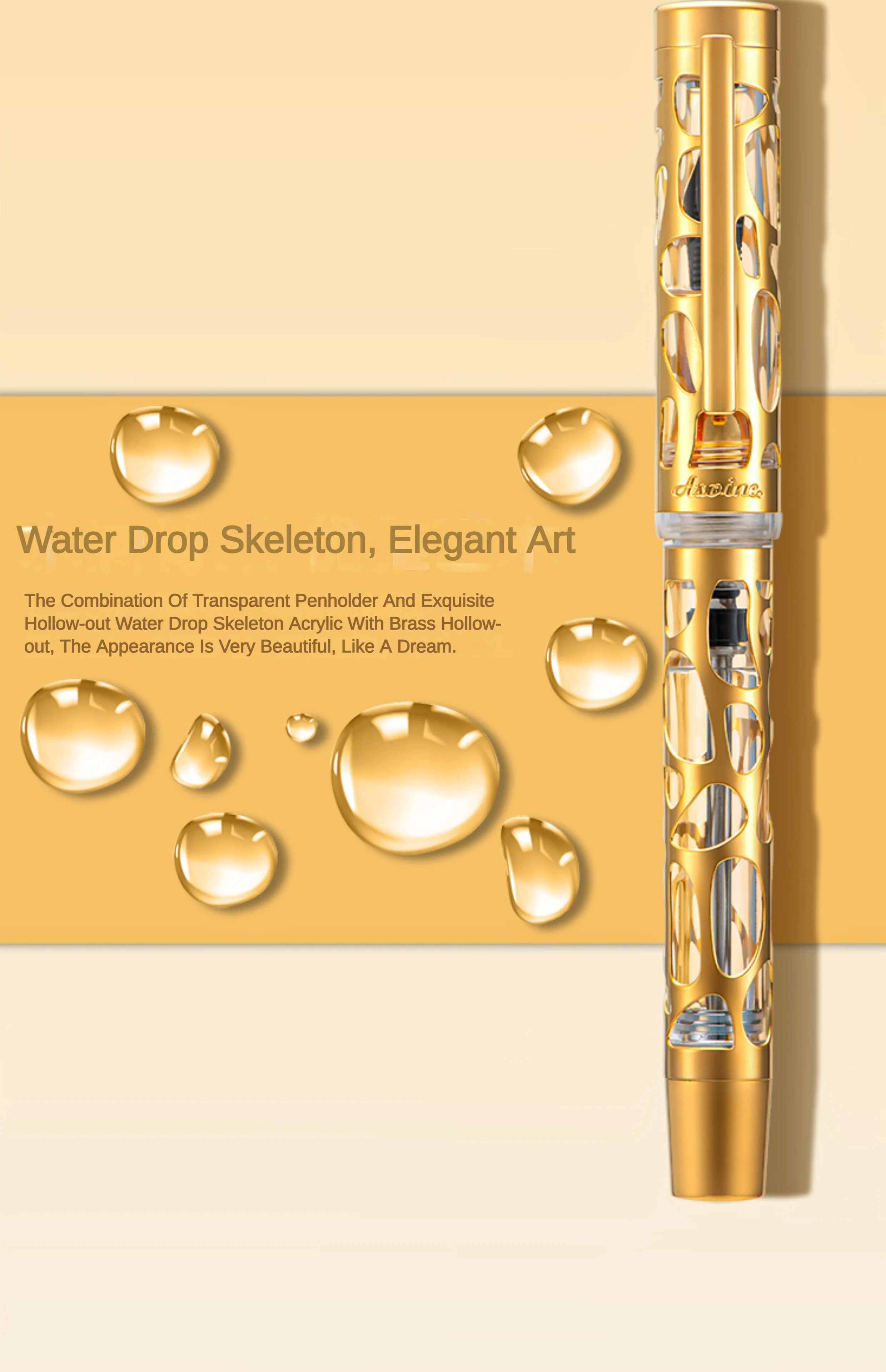 Asvine V169 Vacuum Filling Fountain Pen Luxury Elegant Transparent Acrylic Skeleton Hollow Carved Writing Supplies Stationery