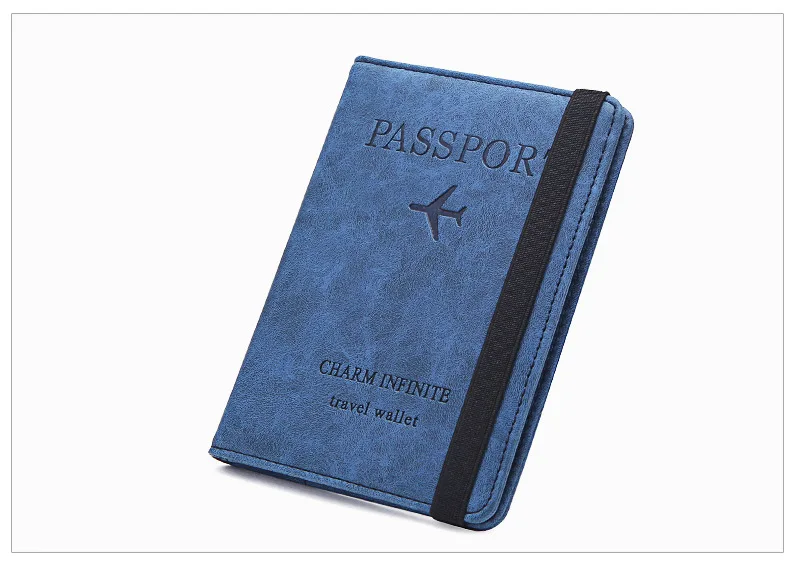 Women Men Travel Passport Holder Cover Case RFID PU Leather Credit ID Card Holder Case Ticket Protective Wallet