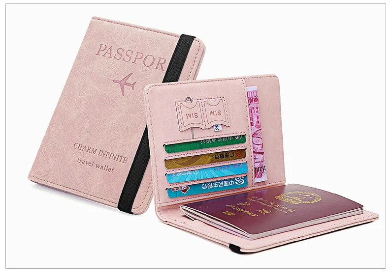 Women Men Travel Passport Holder Cover Case RFID PU Leather Credit ID Card Holder Case Ticket Protective Wallet