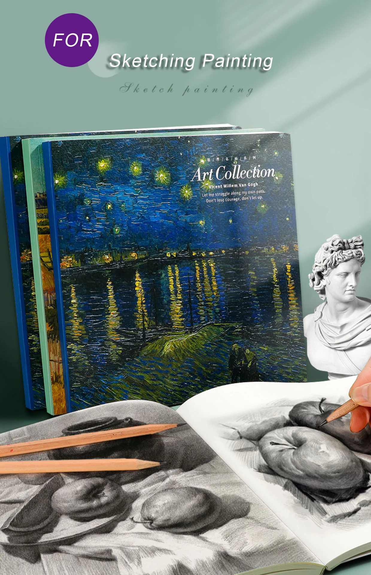 Blank Sketch Book for 20K 80 Sheets of Paper Art Students Learning To Draw Colored Lead Paintings Crayon Painting Art Supplies