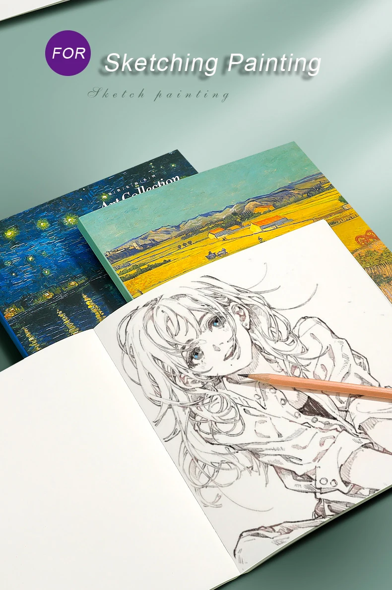 Blank Sketch Book for 20K 80 Sheets of Paper Art Students Learning To Draw Colored Lead Paintings Crayon Painting Art Supplies