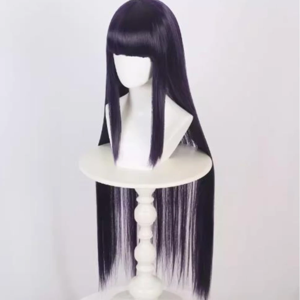 100cm Long Cosplay Anime Hyuga Hinata Straight Hair Wig Heat Resistant Full Bangs Synthetic Hair Wig