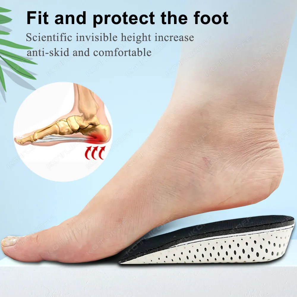 1 Pair For Women Men Height Increase Insole Half Shoe Insoles Heel Insert Sports Shoes Pad Cushion 2-5 CM Invisible Shoe Lifts