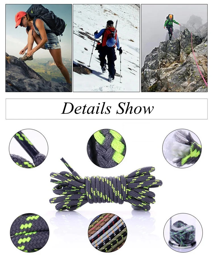 1Pair Round Shoelaces Outdoor Hiking Sports Shoe Laces Kids Sneakers Shoe Lace Length 100/120/140/160CM Lacets Baskets 19 Colors