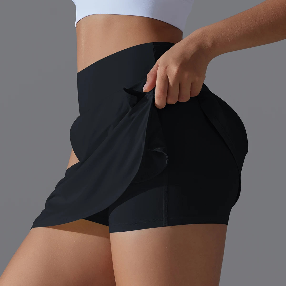 Women Gym Running Shorts Double Deck Quick Dry Gym Sport Shorts Fitness Jogging Workout Shorts With Pocket Sports Tight Short