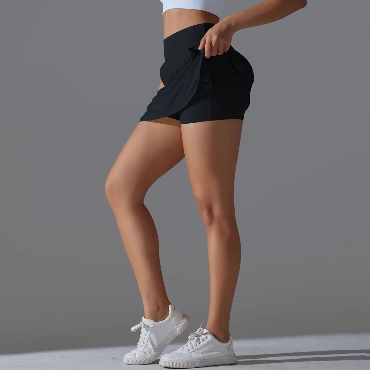 Women Gym Running Shorts Double Deck Quick Dry Gym Sport Shorts Fitness Jogging Workout Shorts With Pocket Sports Tight Short