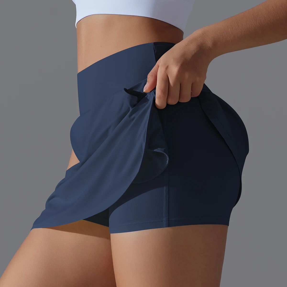 Women Gym Running Shorts Double Deck Quick Dry Gym Sport Shorts Fitness Jogging Workout Shorts With Pocket Sports Tight Short
