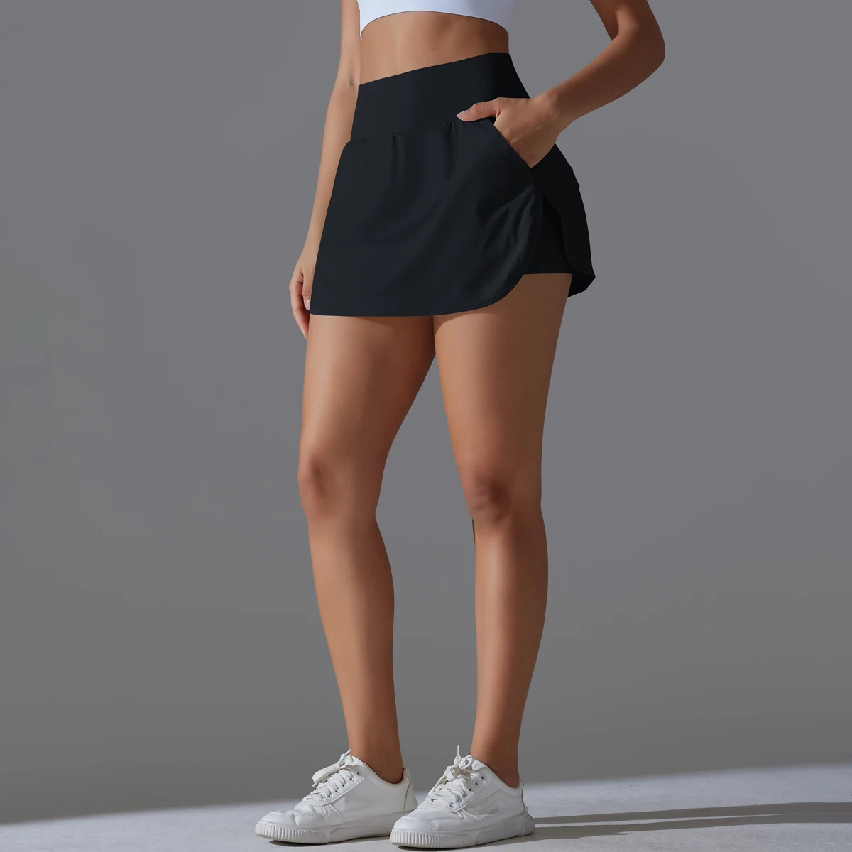 Women Gym Running Shorts Double Deck Quick Dry Gym Sport Shorts Fitness Jogging Workout Shorts With Pocket Sports Tight Short