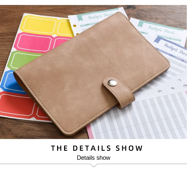 A6 Soft PU Leather Loose Leaf Binder Notebook Cover Gold Ring Diary Agenda Planner Paper Cover School Stationery
