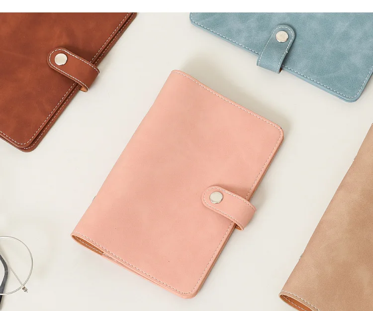 A6 Soft PU Leather Loose Leaf Binder Notebook Cover Gold Ring Diary Agenda Planner Paper Cover School Stationery