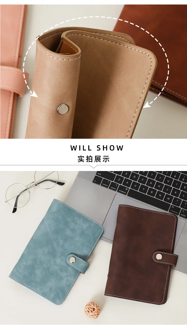 A6 Soft PU Leather Loose Leaf Binder Notebook Cover Gold Ring Diary Agenda Planner Paper Cover School Stationery