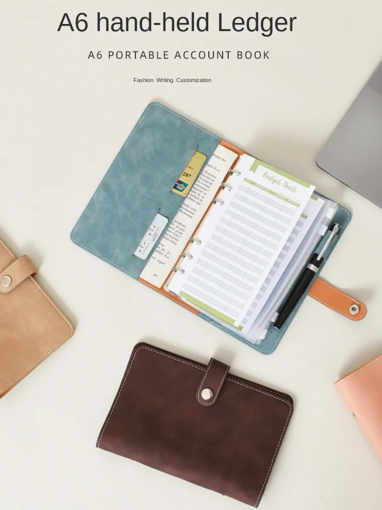 A6 Soft PU Leather Loose Leaf Binder Notebook Cover Gold Ring Diary Agenda Planner Paper Cover School Stationery